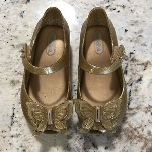 Girl mini melissa gold shimmer butterfly accents shoes